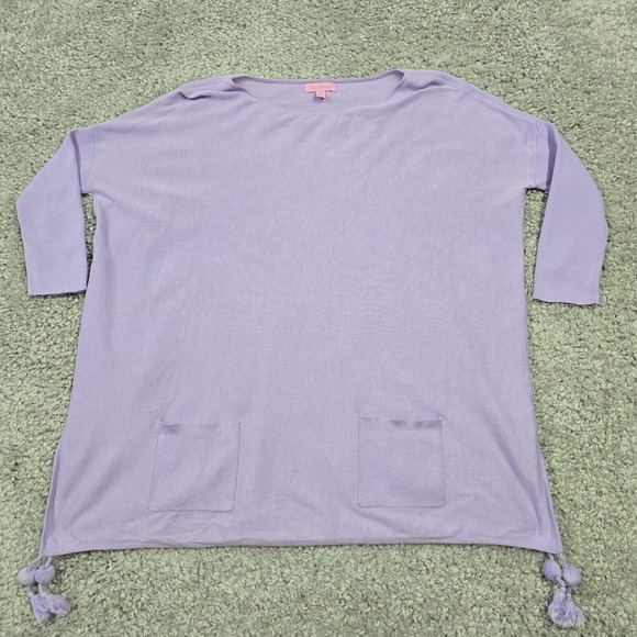 Lilly Pulitzer Elba Sweater Womens XS Purple Tassel 3/4 Sleeve Beach Resort - Picture 1 of 14